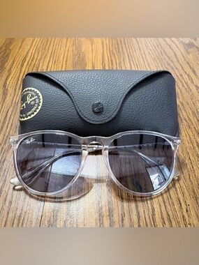 NWOT Ray-Ban Clear Frame Sunglasses with Gray Tinted Lenses